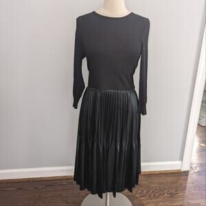 Women's Marella Sport Pleated Pleather Skirted Bottom Black Long Sleeve Medium